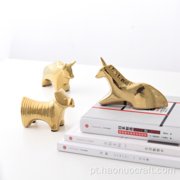 ornamentos de animais de cerâmica dourada decorações suaves de sala de estar